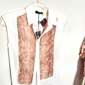 White and snake print top